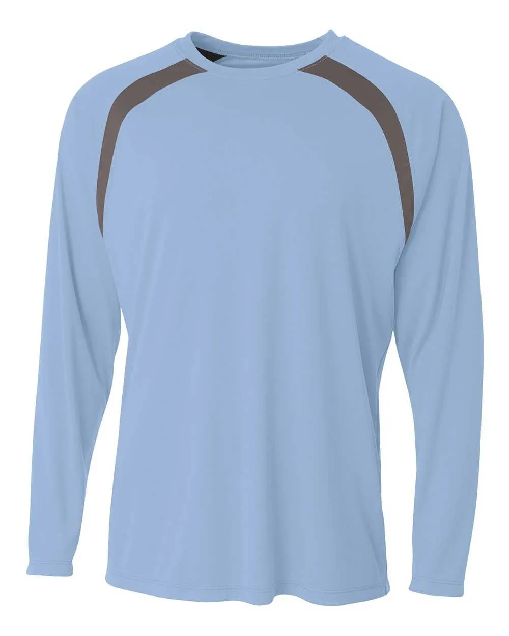 A4 N3003 Spartan Long Sleeve Color Block Crew - Light Blue Graphite