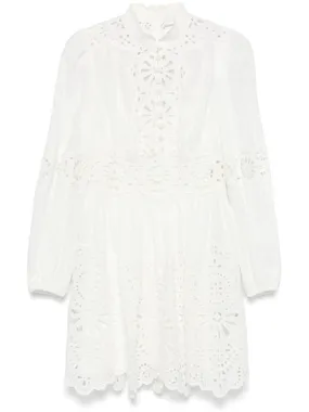 Acacia Broderie Mini Dress in Ivory