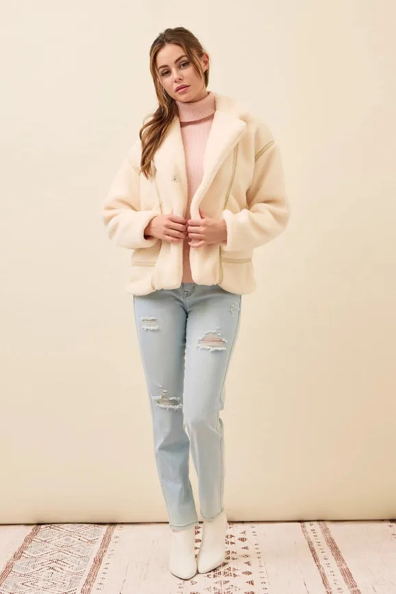 All She Needs Cozy Sherpa Jacket CREAM