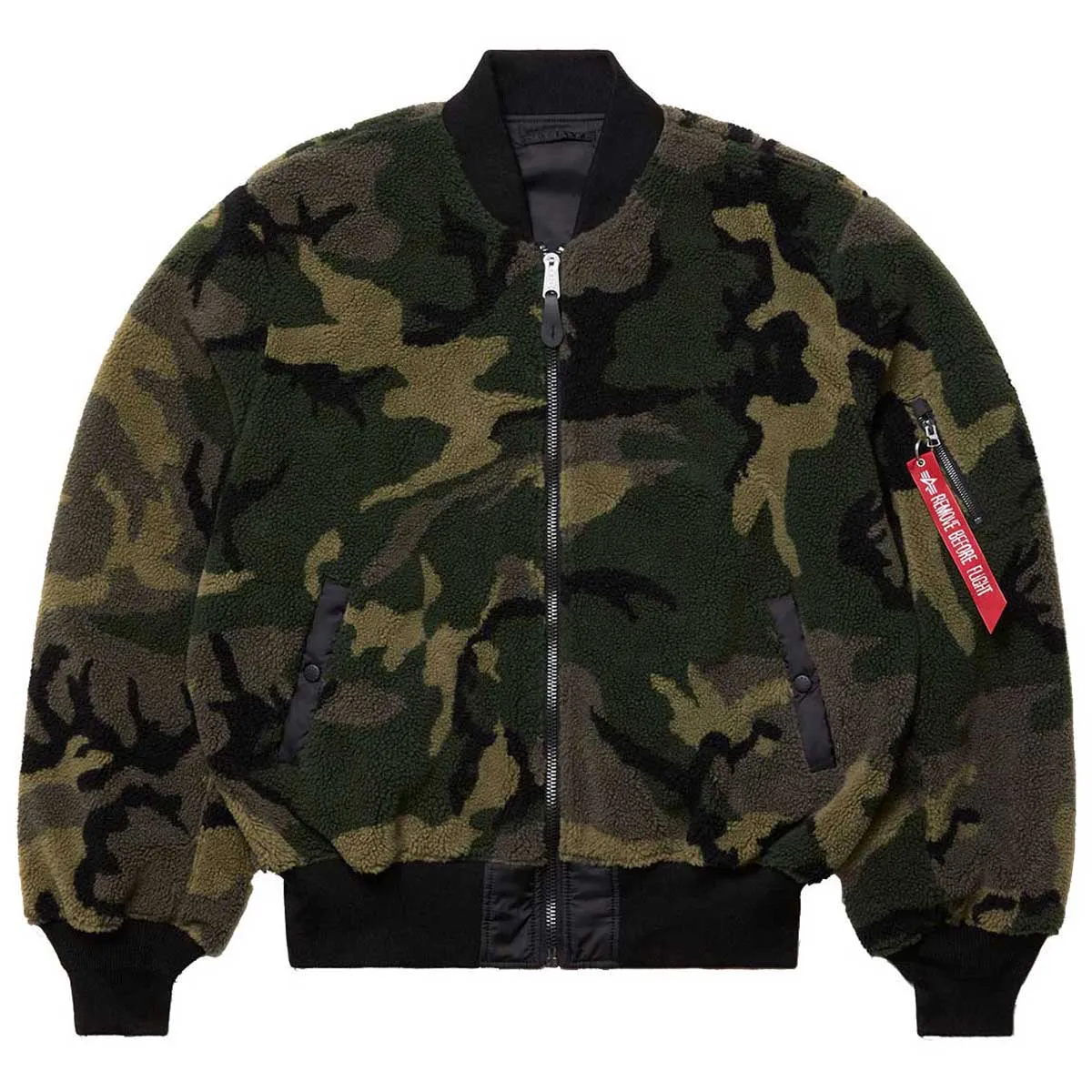 Alpha Industries Men's Woodland Camo L-2B Sherpa Loose Flight Jacket