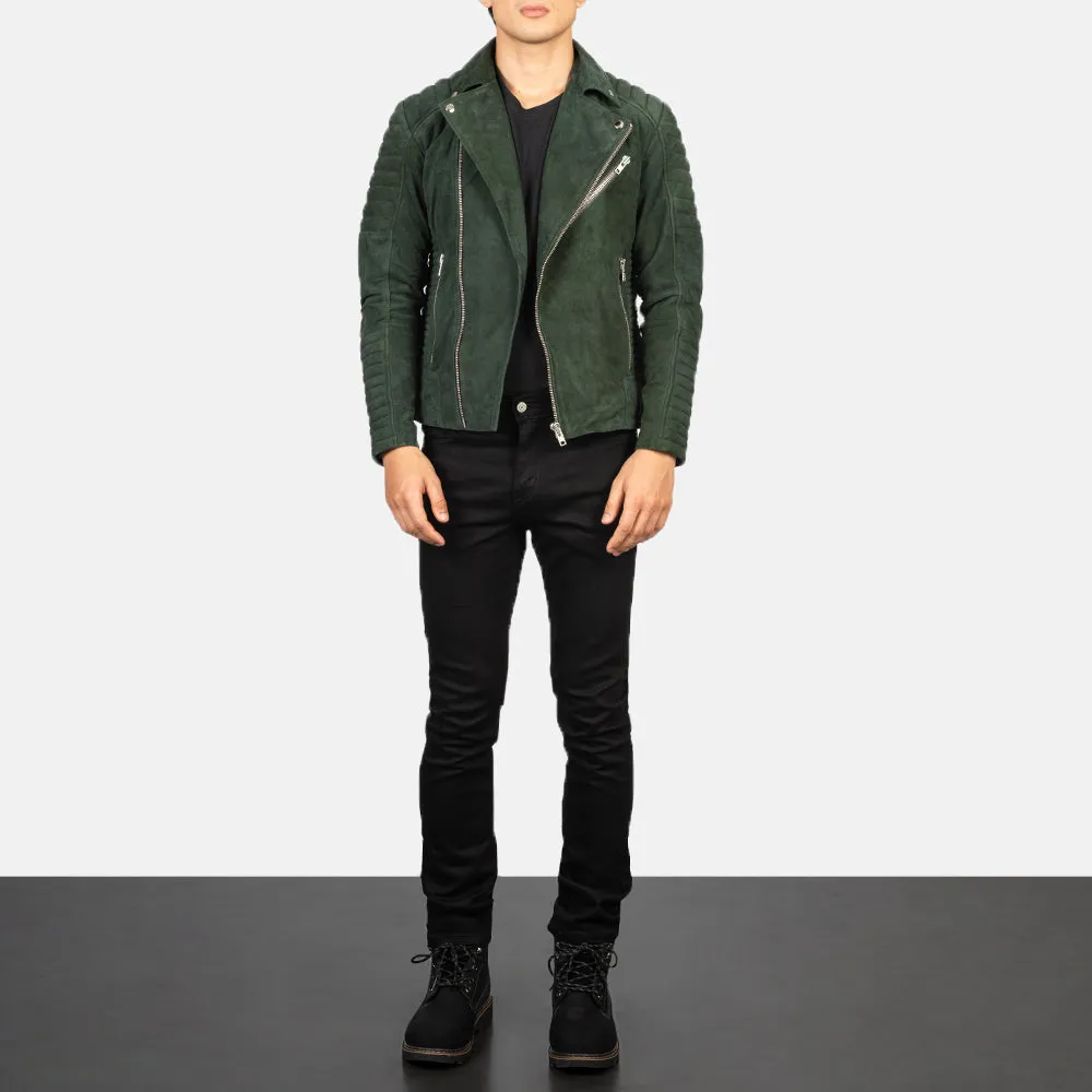 Armand Green Suede Biker Jacket