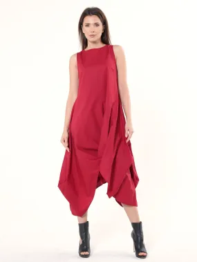 Asymmetric Sleeveless Red Dress