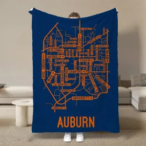 Auburn, Alabama Street Map Blanket Freshmen/Graduates Memorial Gifts