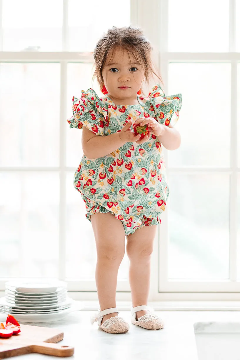 Baby Hattie Romper in Strawberry - FINAL SALE