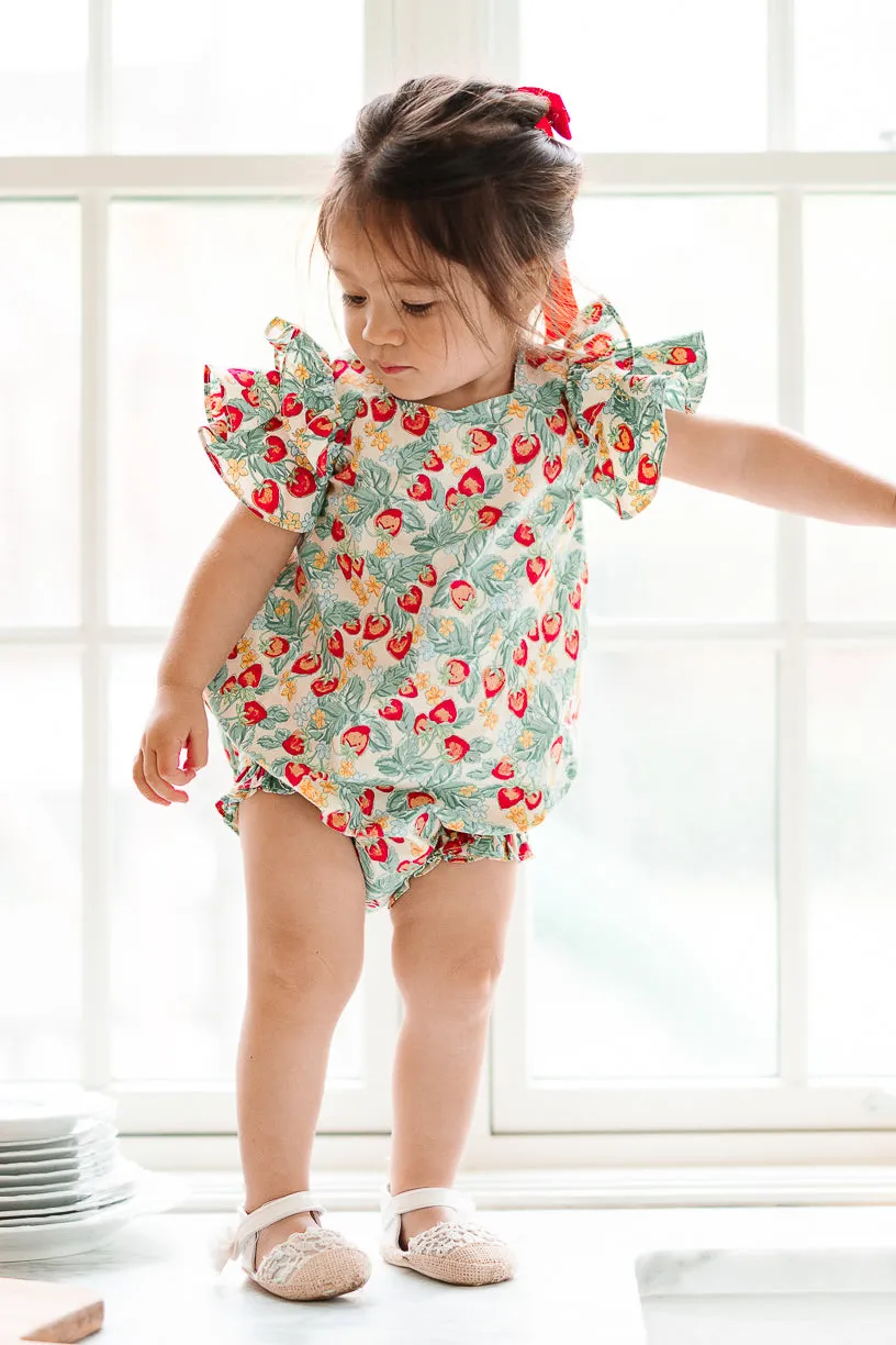 Baby Hattie Romper in Strawberry - FINAL SALE