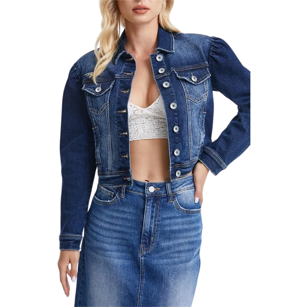 Bayeas Women's Puffy Sleeve Denim Stellar Jacket