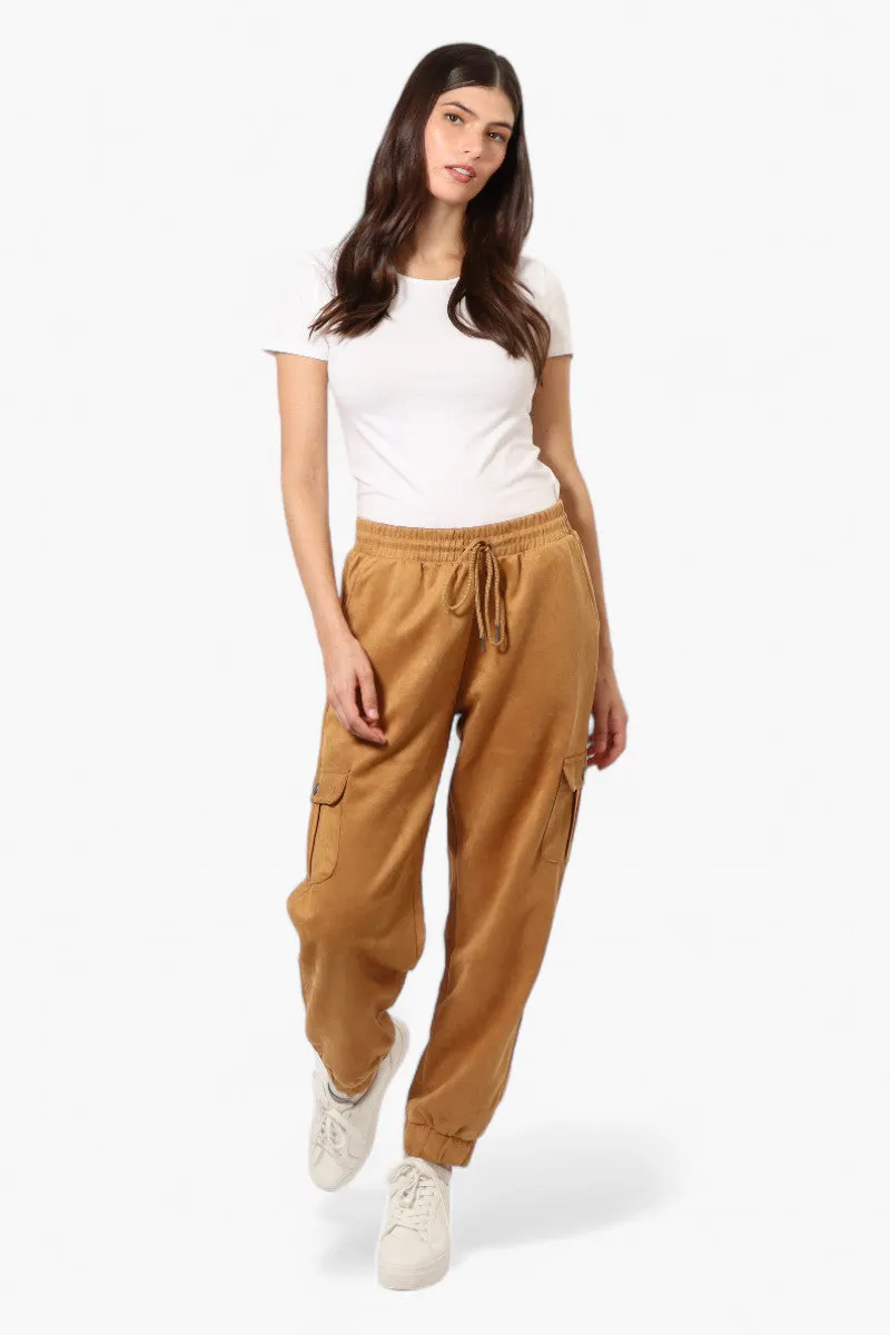 Beechers Brook Tie Waist Suede Cargo Jogger Pants - Caramel