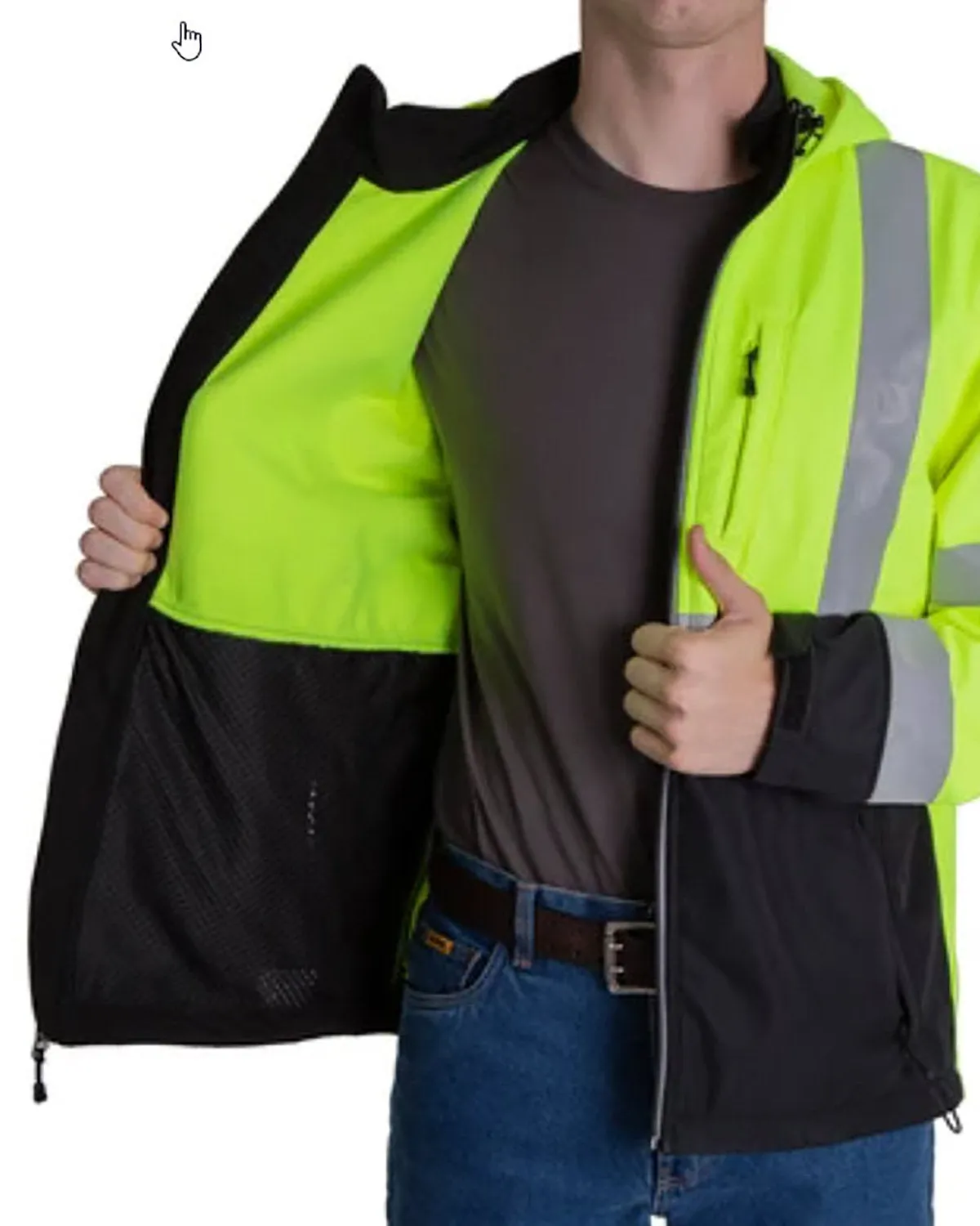 Berne Men's Hi-Vis Class 3 Hooded Softshell Jacket