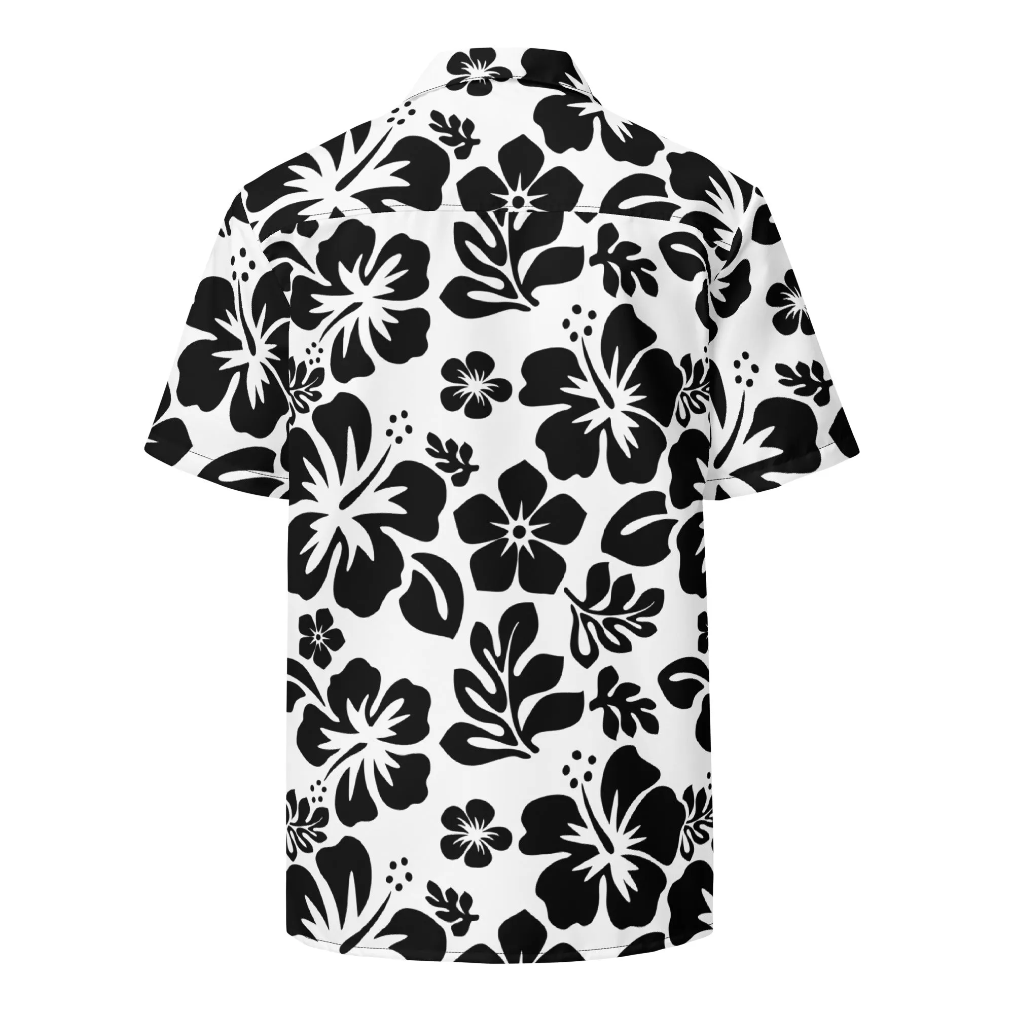 Black and White Hawaiian Print Aloha Shirt