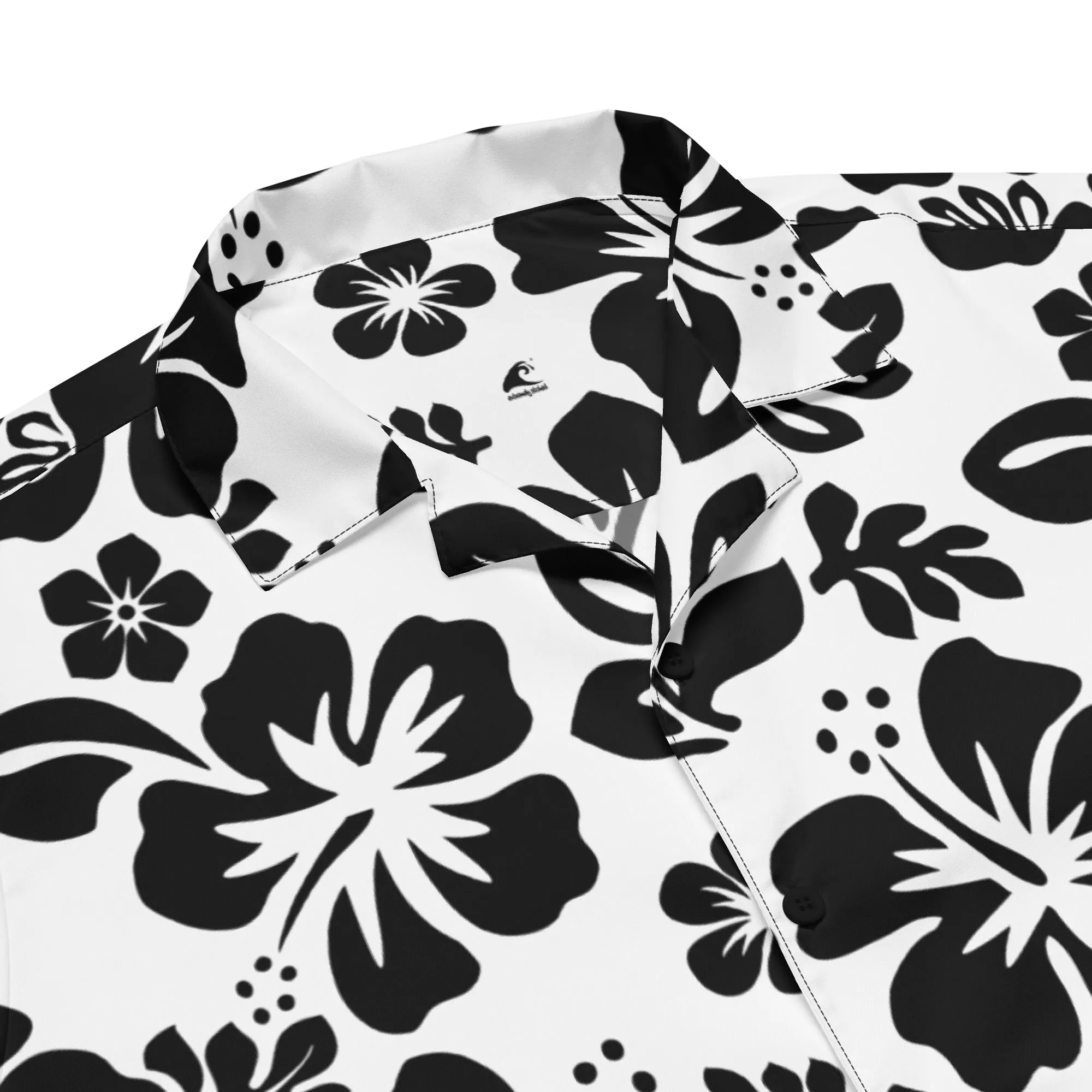 Black and White Hawaiian Print Aloha Shirt