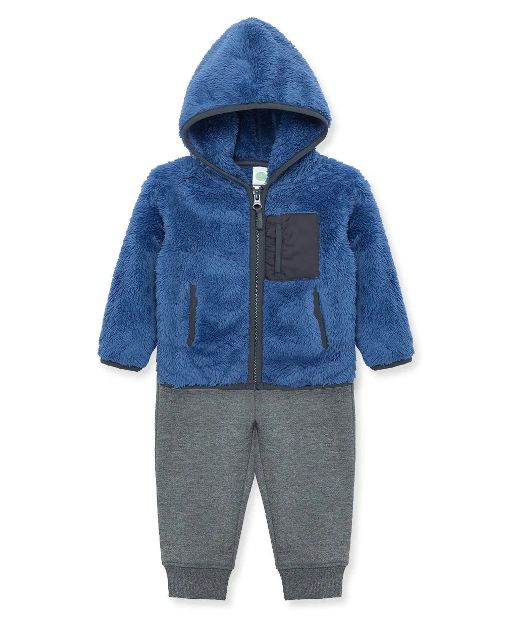 Blue 3Pc Sherpa Set