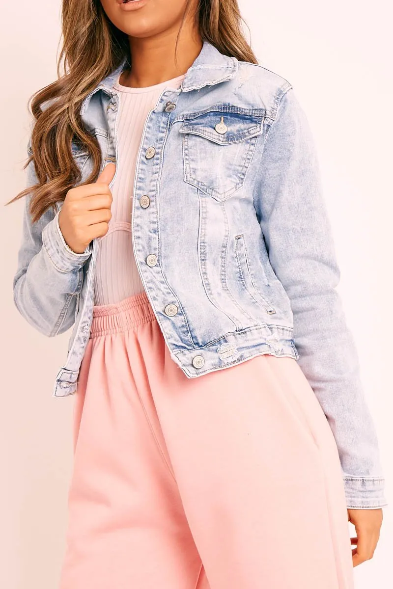 Blue Bleached Denim Jacket - Allora