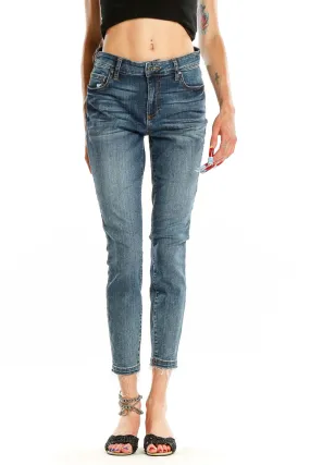 Blue Distressed Ankle Skinny Jeans