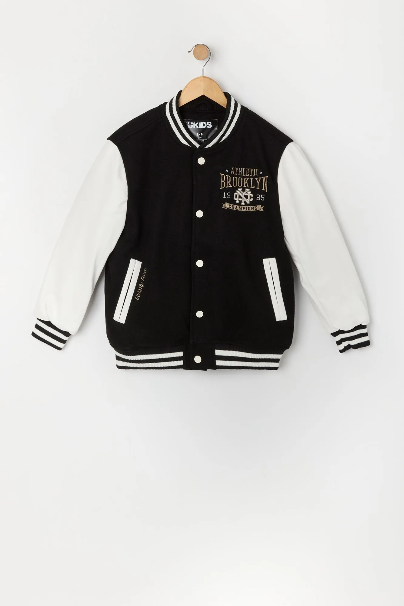 Boys Embroidered Fleece Varsity Jacket