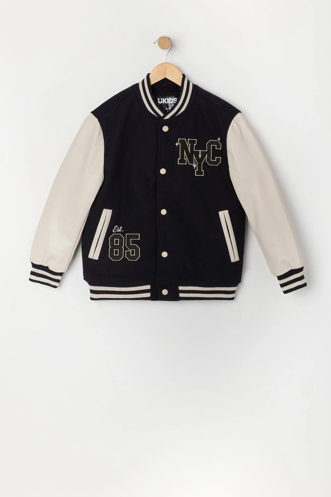 Boys Embroidered Fleece Varsity Jacket