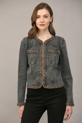 Braid Trim Denim Jacket