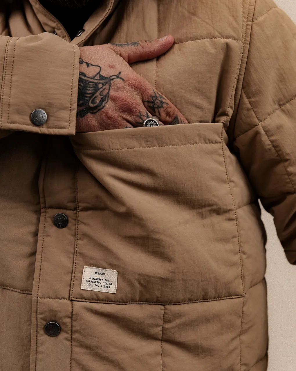 Bronson Quilted Overshirt - Sand