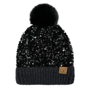 C.C. Black Sequin Beanie