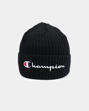 Champion C Life Ribbed Script Beanie Black