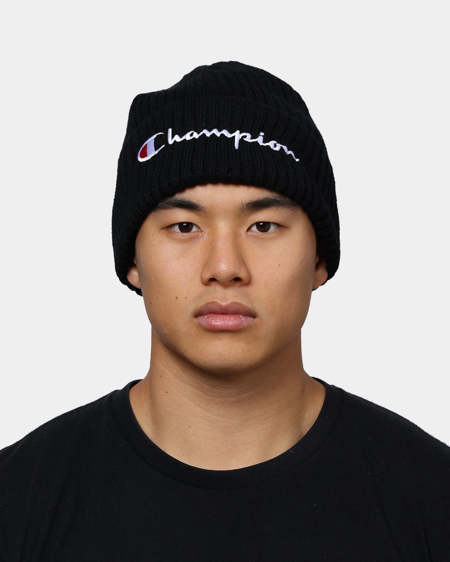 Champion C Life Ribbed Script Beanie Black