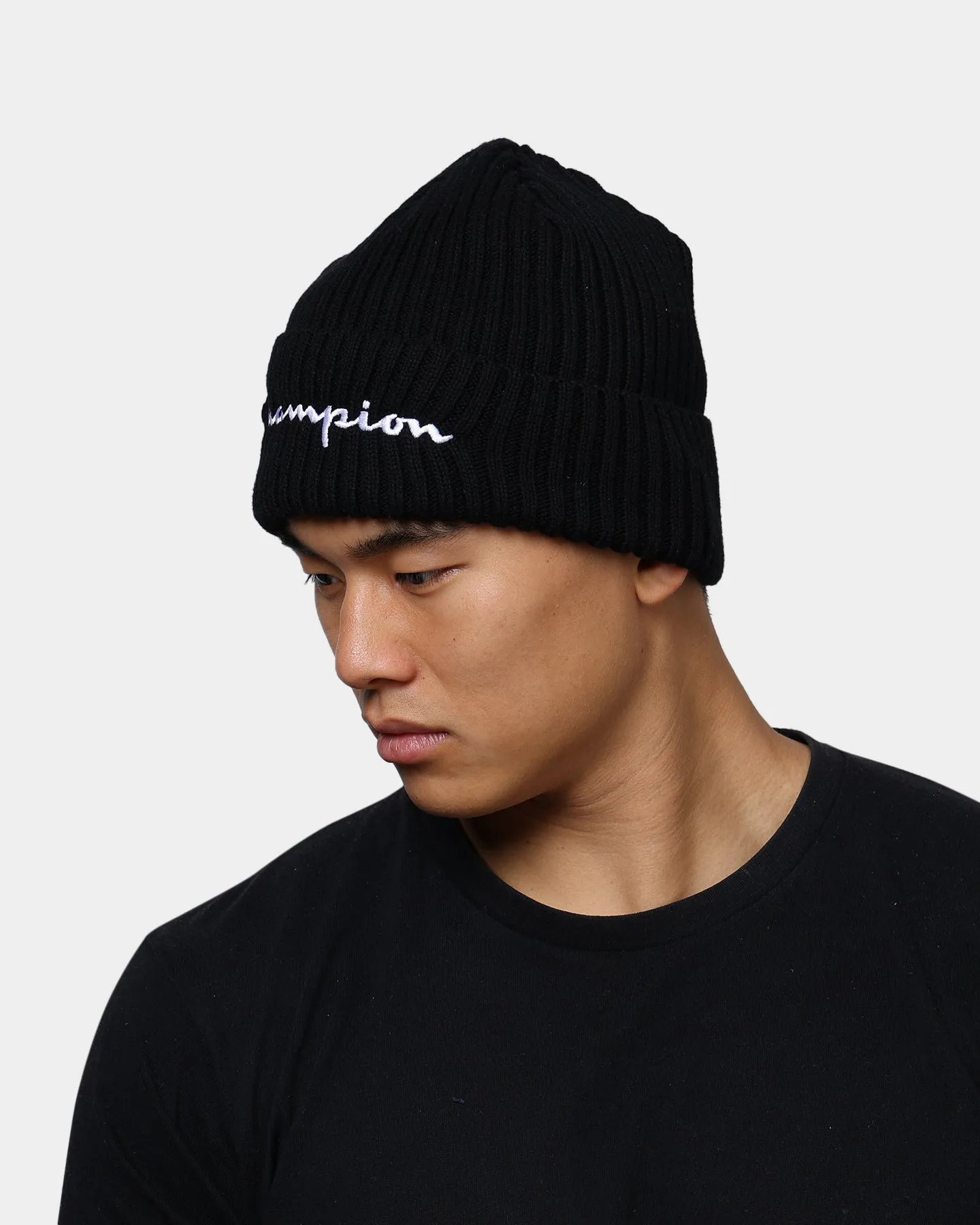 Champion C Life Ribbed Script Beanie Black