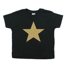 Christmas Big Gold Glitter Star Toddler Short Sleeve T-Shirts