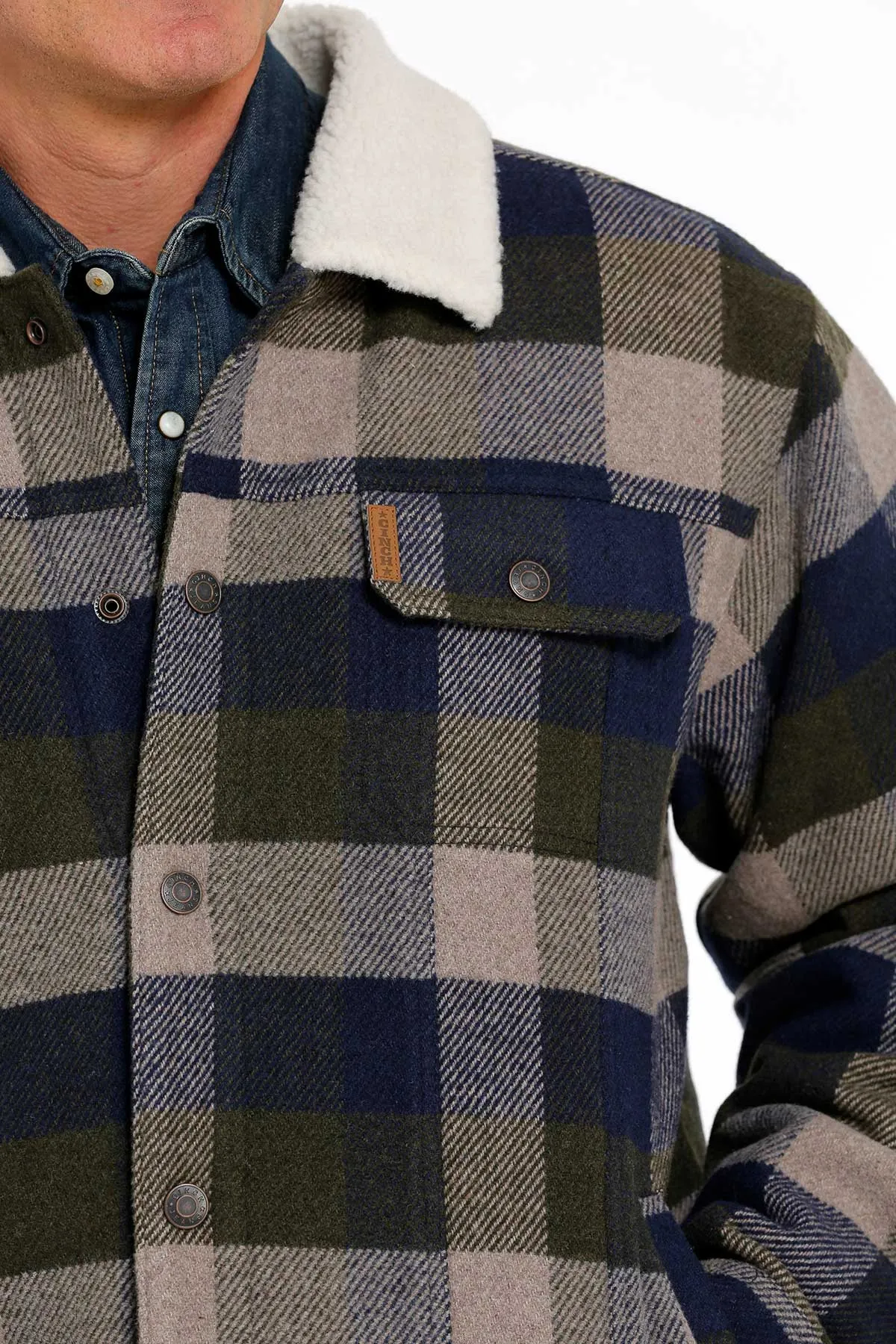 Cinch | Grey Plaid Trucker Jacket