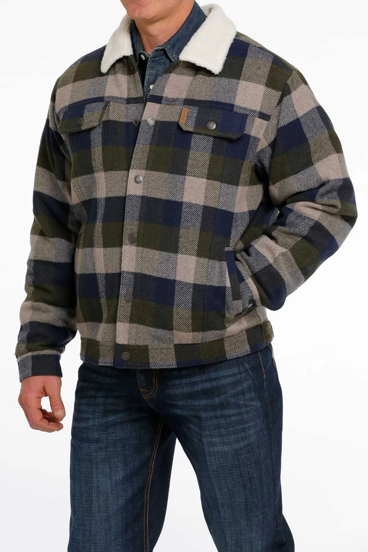 Cinch | Grey Plaid Trucker Jacket