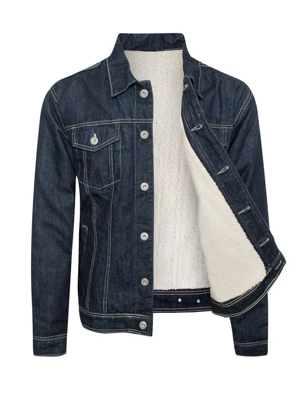 CLASSIC MEN'S DENIM JACKET with SHERPA LINING