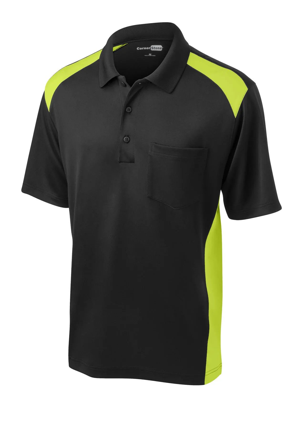 CornerStone Select Snag-Proof Two Way Colorblock Pocket Polo. CS416