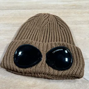 C.P. Company Extra Fine Merino Wool Goggle Beanie in Toffee