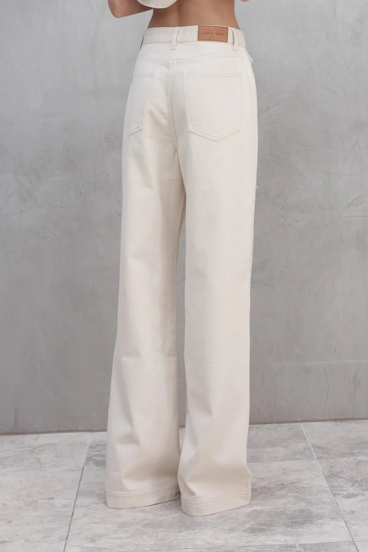 Cream Denim Pants