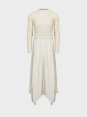 Crew Knit Satin Dress-Ivory