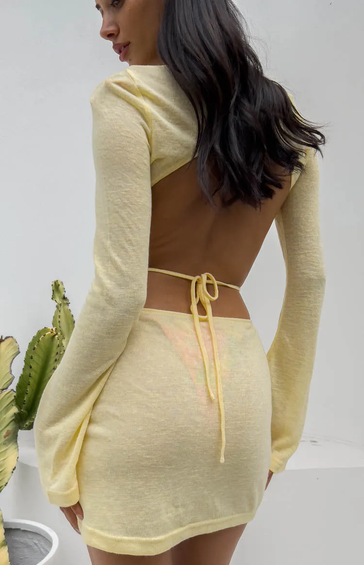 Dacota Yellow Backless Mini Dress