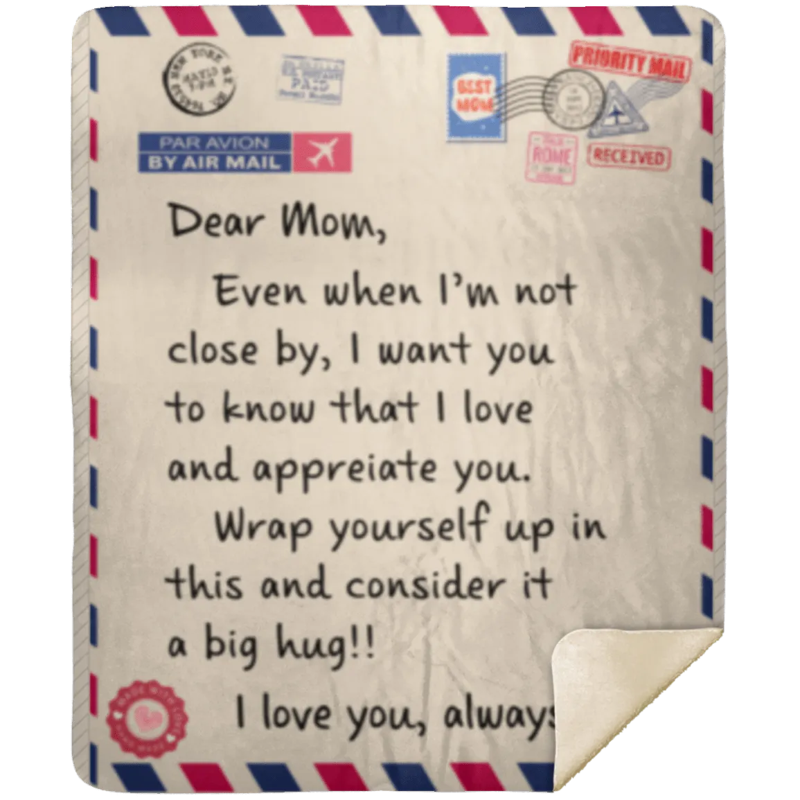 Dear Mom Letter Blanket