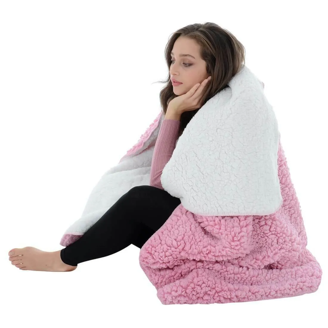 Double Layer Sherpa Super Soft Fleece Blanket Home Sofa Bed Throw