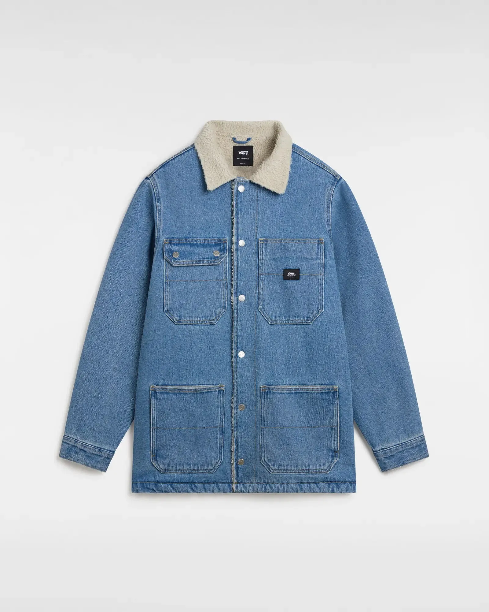 Drill Chore Denim Sherpa Jacket in Stonewash Blue