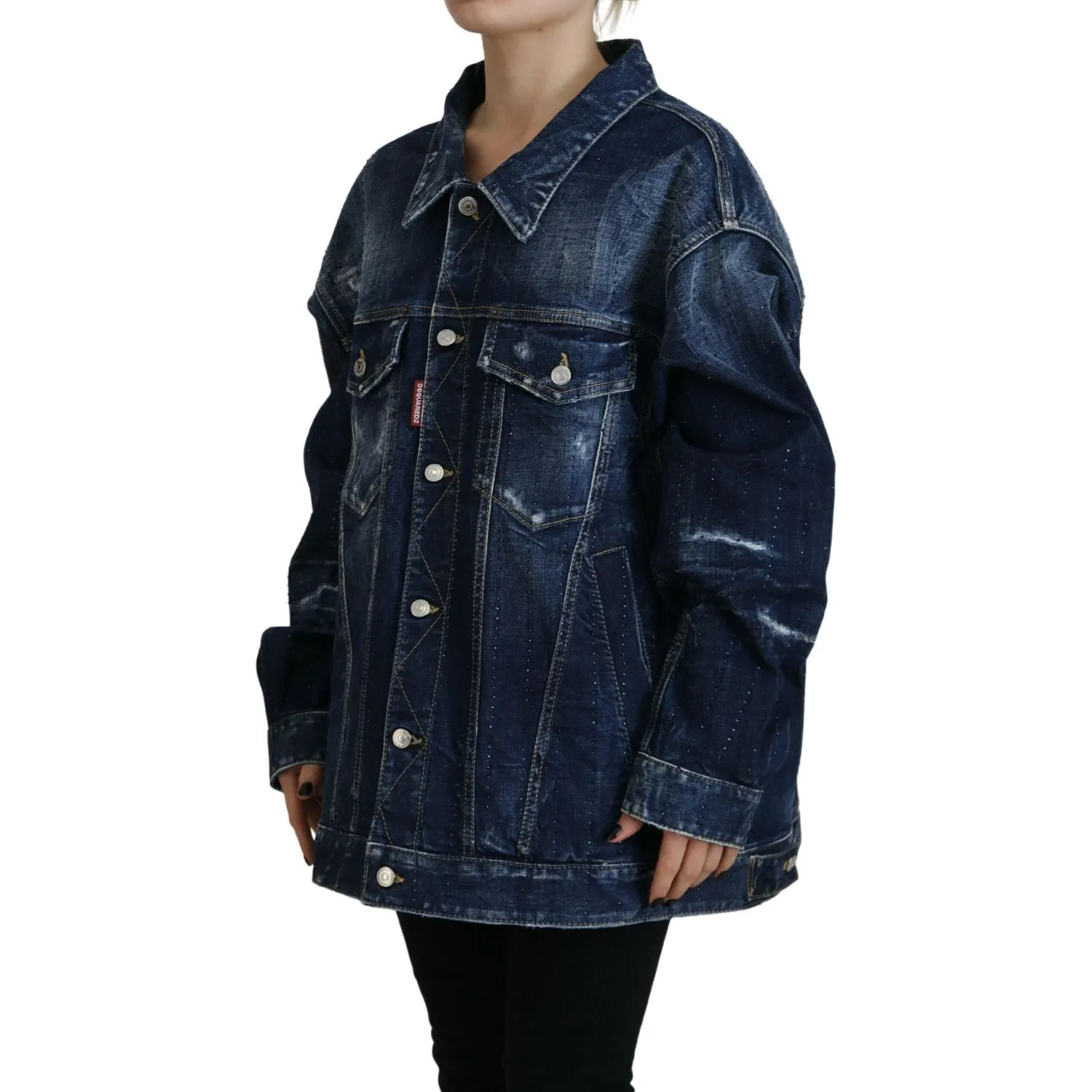 Dsquared² Blue Distressed Collared Denim Jacket