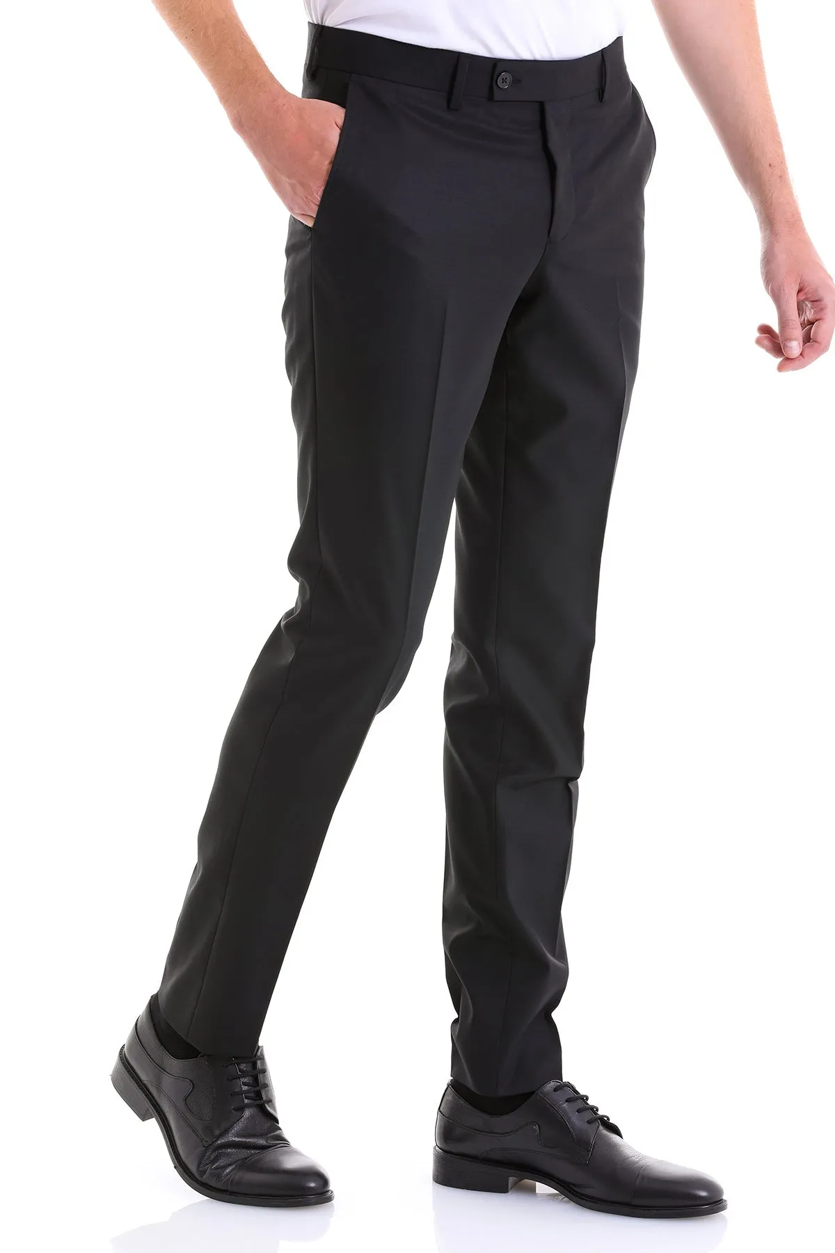 Dynamic Fit Low Waist Wool Black Dress Pants