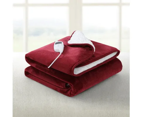 Electric Throw Rug Heated Blanket Washable Snuggle Flannel Winter Red