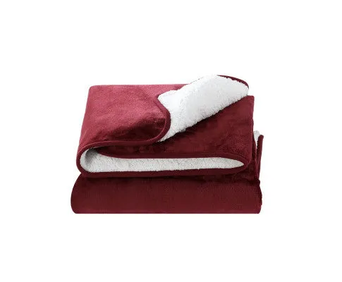 Electric Throw Rug Heated Blanket Washable Snuggle Flannel Winter Red