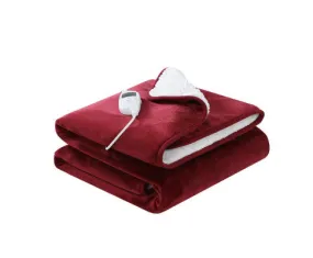 Electric Throw Rug Heated Blanket Washable Snuggle Flannel Winter Red