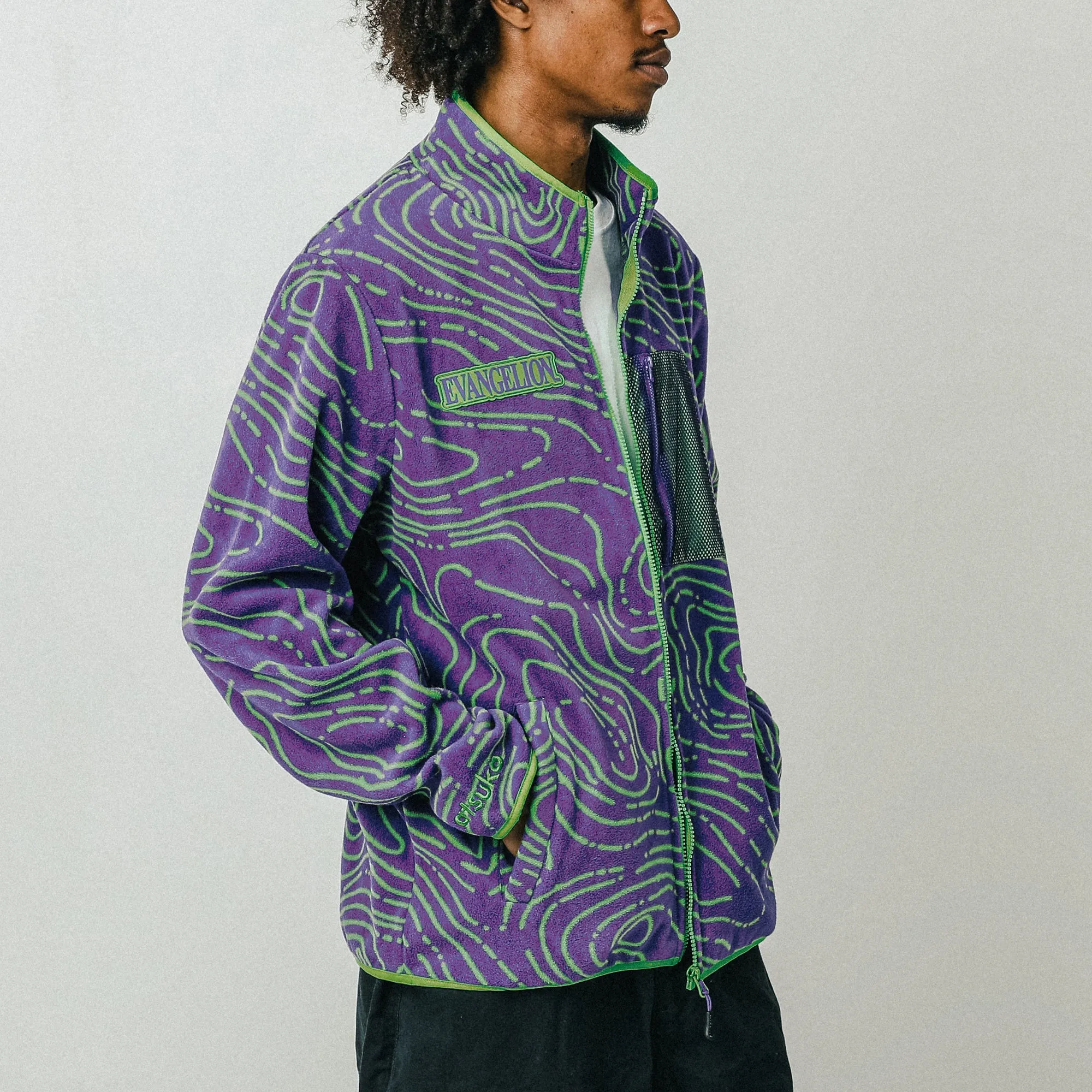 Eva Unit-01 Topography Pattern Purple Polar Fleece