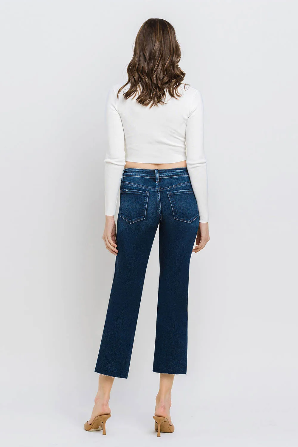 Flying Monkey - Mid Rise Cropped Straight Jeans - BY4499A