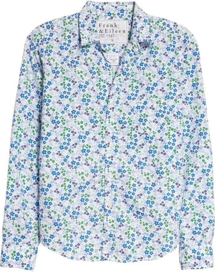 FRANK AND EILEEN - EILEEN RELAXED BUTTON UP SHIRT IN BLUE GREEN FLORAL