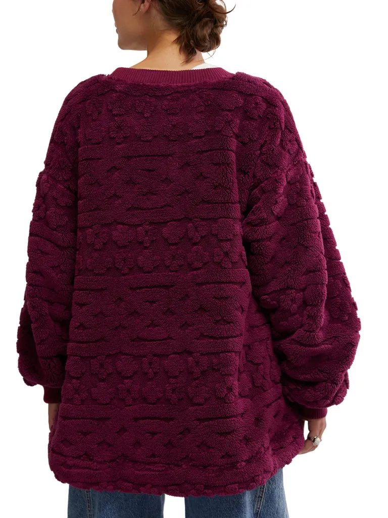 Free People Cable Knit Sweatshirt - BERRY COMBO