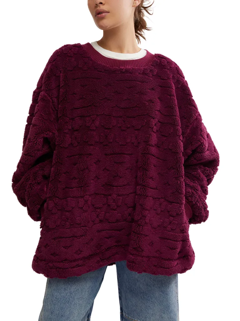 Free People Cable Knit Sweatshirt - BERRY COMBO