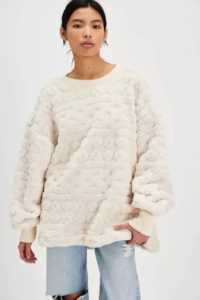 Free People Cable Knit Sweatshirt - IVORY COMBO