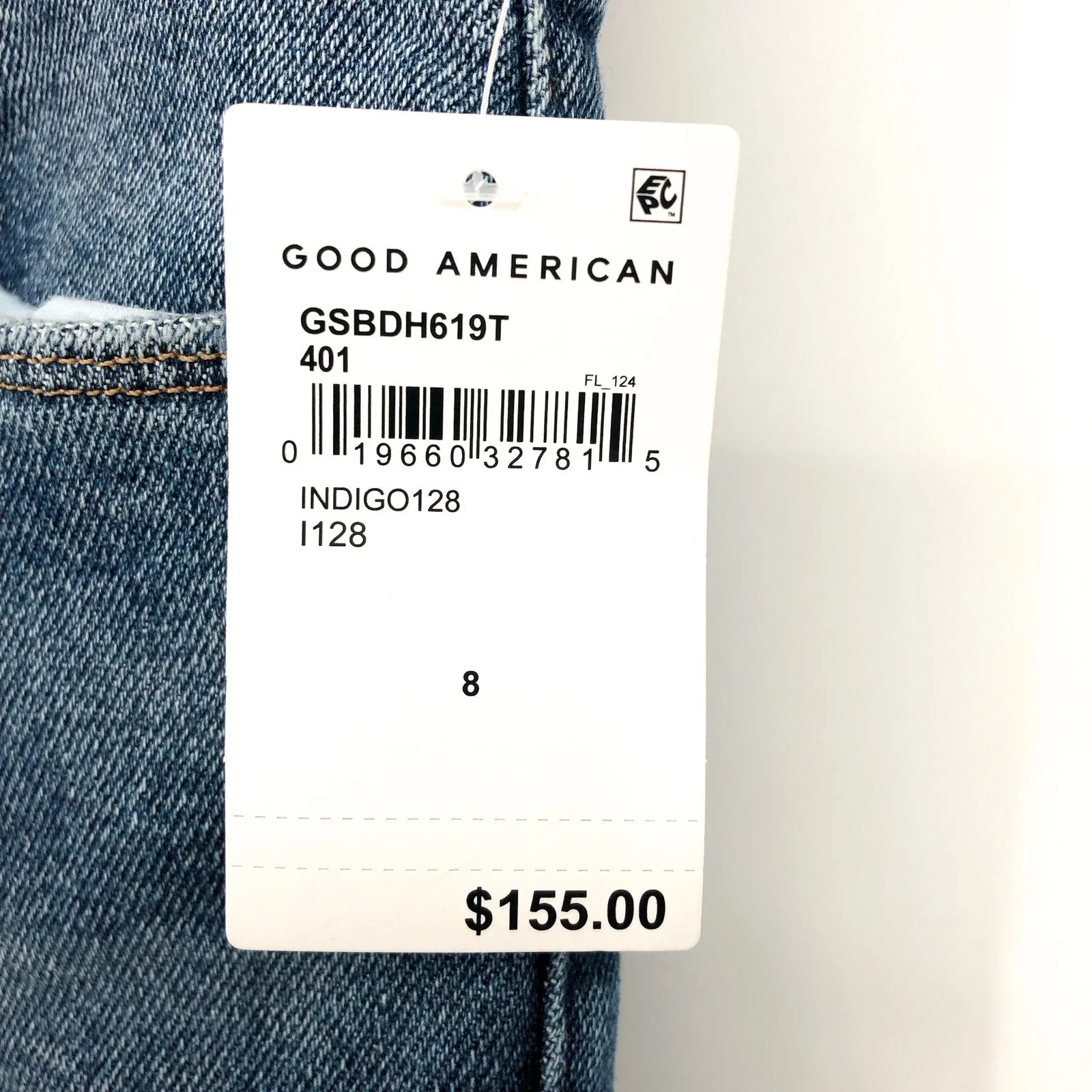 GOOD AMERICAN Good Straight Ripped Jeans 29 US 8 Indigo Blue High Rise NWT