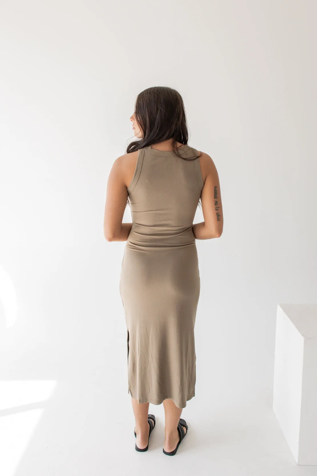 Heather Rib Knit Tank Maxi Dress | Mocha